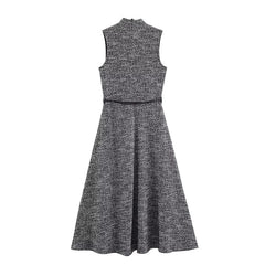 Lunivop  Chic Fashion Texture Long Dresses for Women Sleeveless With Belt Midi Dress Woman Party Womens Dresses Casual Female Dress
