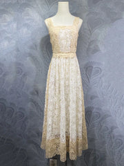 Lunivop  2025 Spring New Strapless Suspender Lace Color Blocked Water-soluble Waist Cinched Mid Length Dress French Women