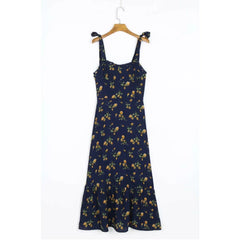 Lunivop  Sexy Light Yellow Floral Print Tie Bow Halter Sling Dress Summer Woman Backless Slim Waist Midi Long Dresses Robe Holiday