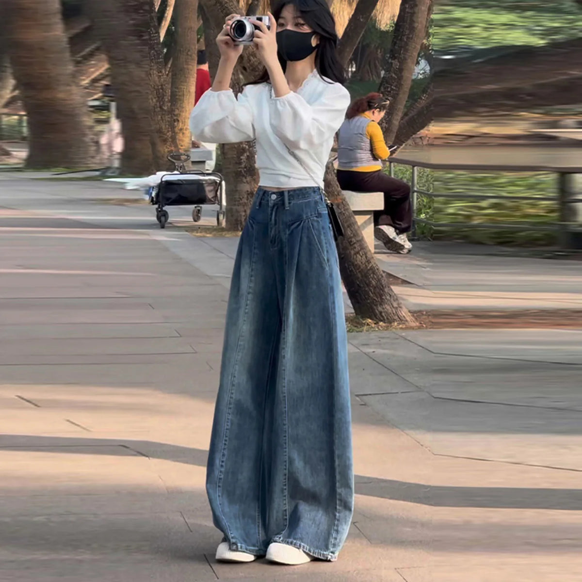 Lunivop  Women's High-Waisted Wide Leg Jeans American Retro New Trendy Plus Size Loose Slimming Casual Straight Flared Trousers