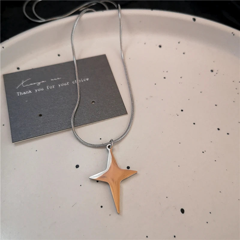 Lunivop Punk Stainless Steel Irregular Hollow Star Pendant Necklace For Women Men Unisex Hip Hop Y2K Trend Vintage Jewelry Accessories