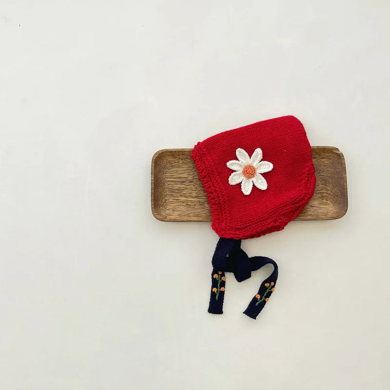 Lunivop  New Cute Baby Hat Warm Knitted Kids Girl Boys Thicken Winter Bonnet Hats Flower Lacing Children Cap Beanie Christmas Gifts