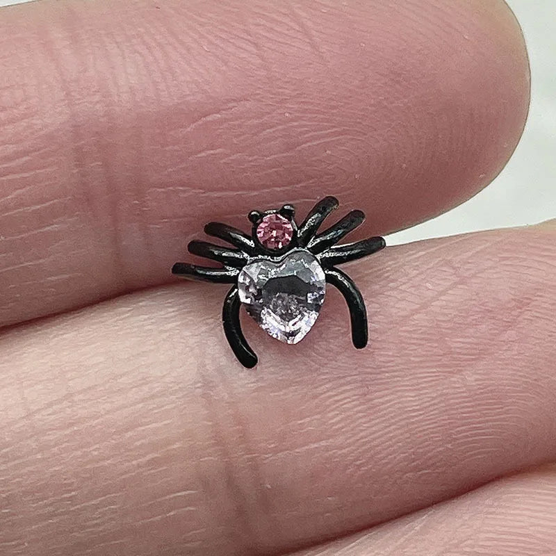 Lunivop Spider Heart Crystal Labret Ring Piercing Zircon Lip Studs Ear Cartilage Tragus Helix Lobe Conch Piercing Earrings Nose Jewelry