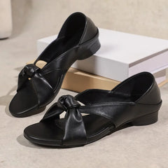 Lunivop  Summers Open Toe Women Gladiator Sandals Elegant Butterfly-knot Low Heel Shoes Ladies Concise Thick Heel Sandalias