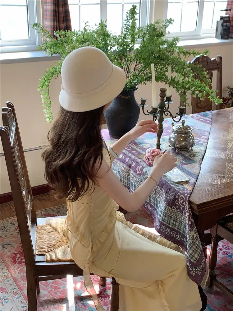 Lunivop  Elegant Dresses Women Sleeveless Ruffles Patchwork Split Bandage Summer Fashion Sweet Female Dress Holiday Casual