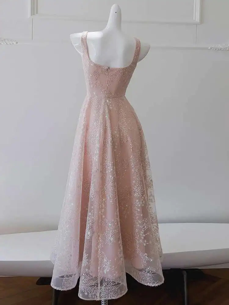 Lunivop Sequins Spliced Women's Dresses Long Sleeve High Waist Sling Sleeveless Elegant Evening Mesh Dress 2025 New Clothing