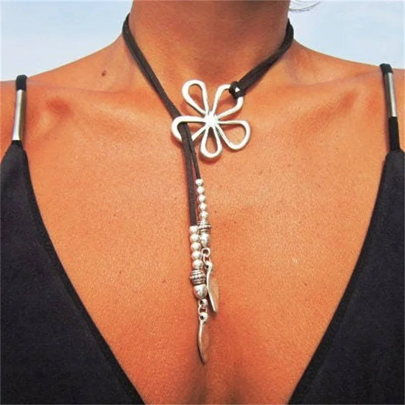 Lunivop Trendy Boho Summer Starfish Pendant Leather Necklace for Women Beach Bohemia Nekclace Party Jewelry Gift