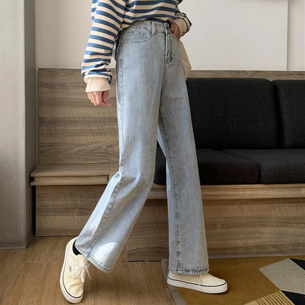 Lunivop Fashion Artistic Lightweight Women Trendy Wide-legged Pants Simple Style Solid High-Waist Design Suitable Casual White Trousers