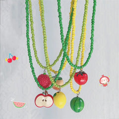 Lunivop Cute Red Cherry Choker Necklace For Women Girls Fruit Apple Orange Beads Necklaces Chain Necklace Summer Jewelry