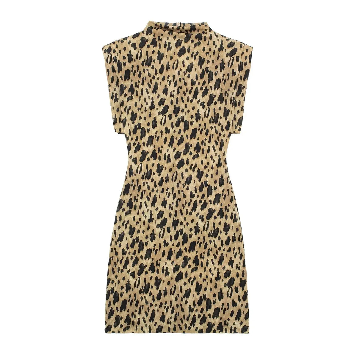 Lunivop  Mini Leopard Print Summer Short  Turtleneck Sleeveless party dress