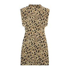 Lunivop  Mini Leopard Print Summer Short  Turtleneck Sleeveless party dress