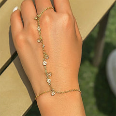 Lunivop Trendy Boho Bling Zircon Hand Chain Bracelet for Women Niche Design Elegant Beach Party Jewelry Girlfriend Gifts