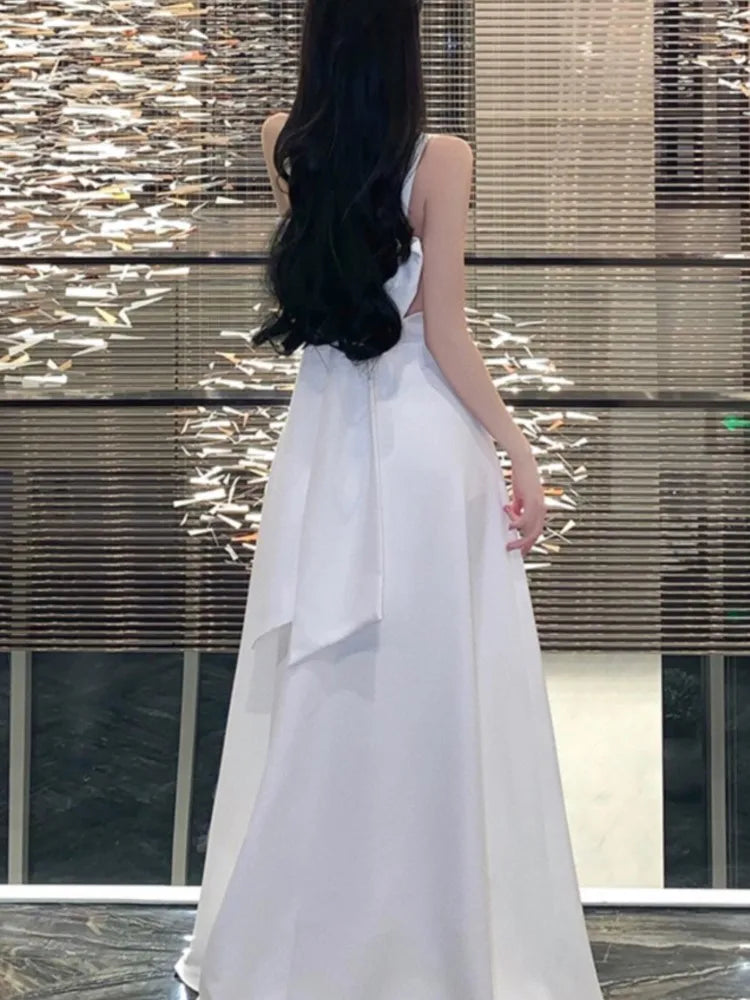 Lunivop  Vestidos De Gala Elegante Long Dresses Office Lady Basics V-Neck Backless Vestidos De Galar Dress Summer holiday A-line New