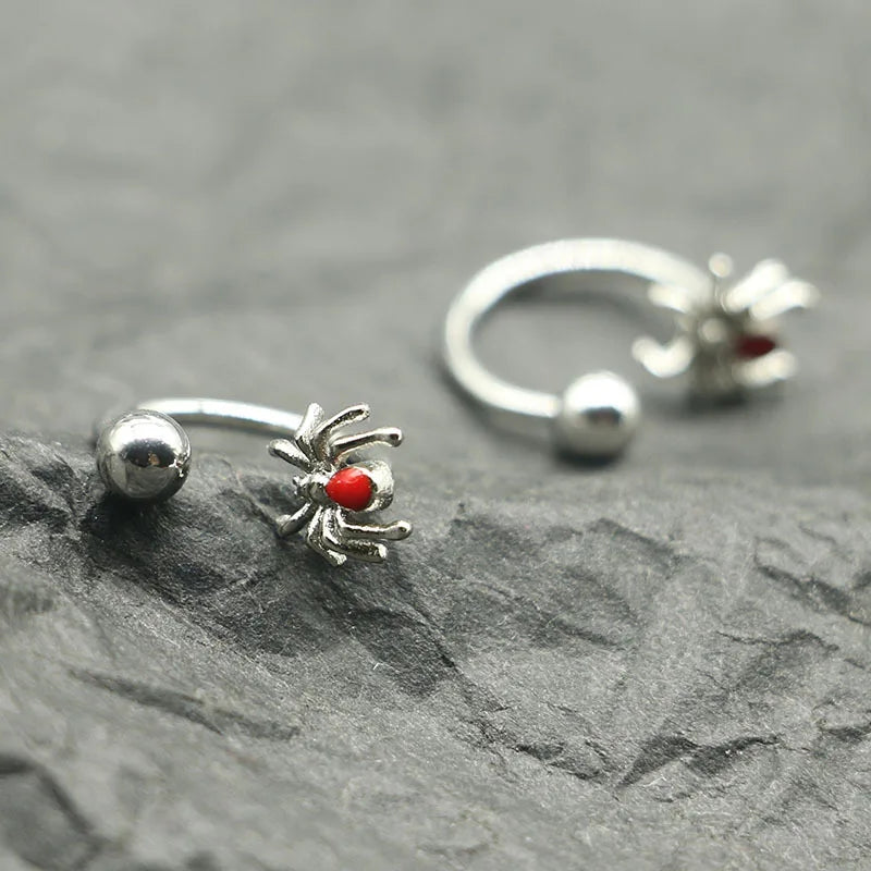 Lunivop 1PC Steel Titanium Lip Ring Silver Color Spider Labret Rings Piercing Punk Black Nose Tongue Piercing Jewelry