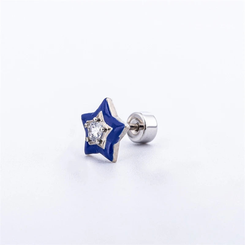 Lunivop Y2K Punk Style Blue Color Zircon 316L Stainless Steel Ear Bone Nail for Women Allergy Prevention Earrings Cochlear Nail Jewelry