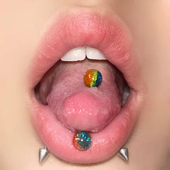 Lunivop Colorful Glitter Powder Rainbow Acrylic Tongue Stud Cute Sweet Cool Piercing Nipple Rings Jewelry Ear Piercing