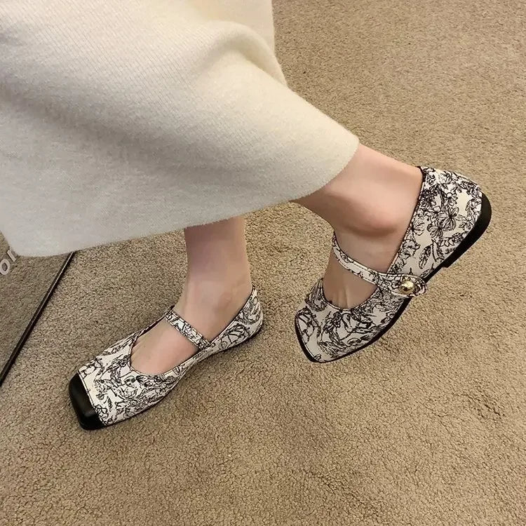 Lunivop  One-line Buckle Shoes for Women Retro Style Single Anti-slip Spring Genuine Mark Chic and Elegant Beau Today On Sale Woman Flats
