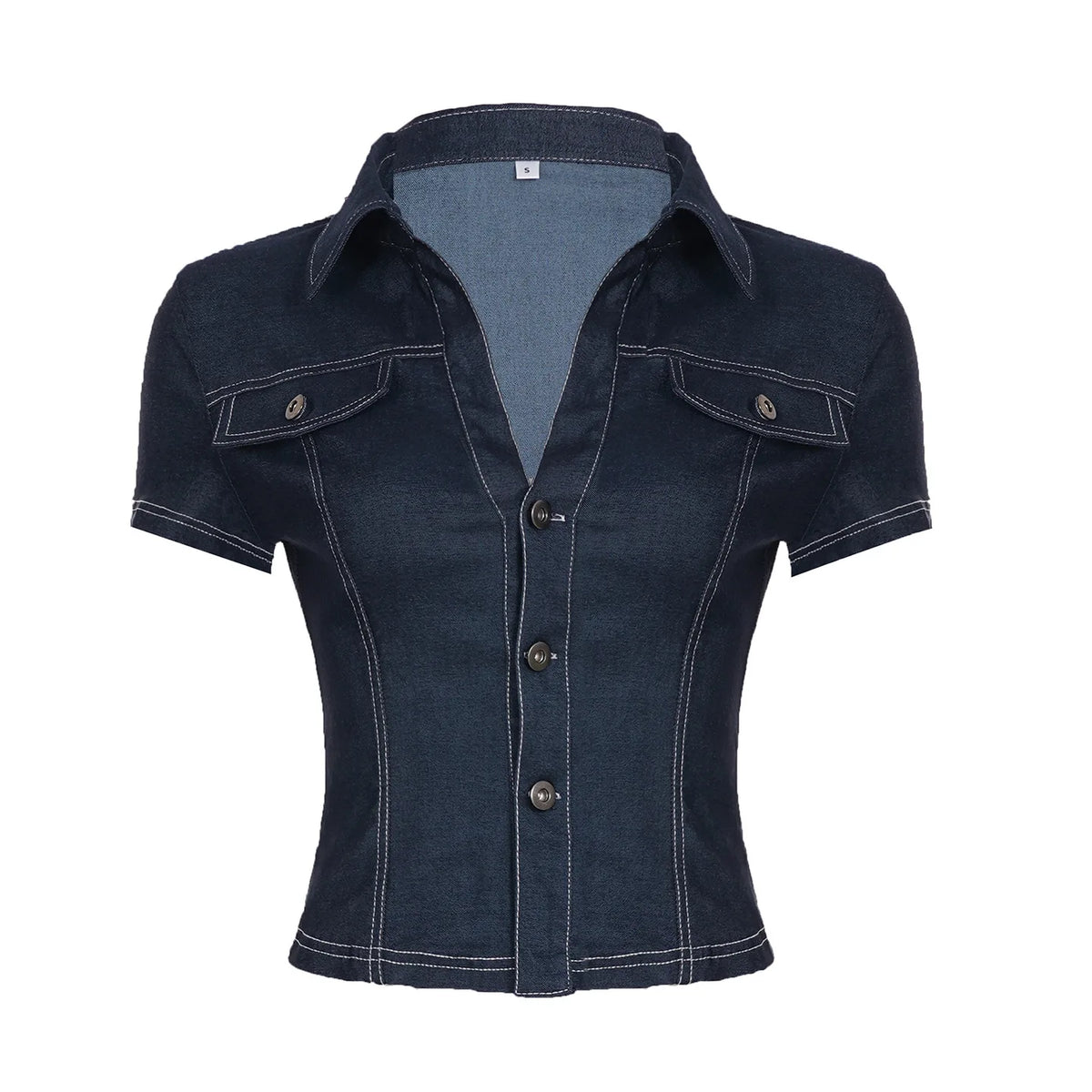 Lunivop Retro High Waisted Tops Fashion Womens Sexy Lapel Single Breasted Cardigan Denim Tops Hot Girls Y2k Party T-Shirt Womens