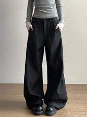 Lunivop  Y2K American Pleated Pants Women Unisex Vintage Casual Versatile Straight Leg Pants Couple Korean Chic Baggy Trousers Streetwear