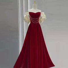 Lunivop  Women Off The Shoulder Prom Dress Princess Velvet  Korea Fashion Sweetheart Neck A Line Formal Graduation Evening Party Gown