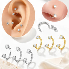 Lunivop  4Pcs Piercing Kit 18G 8mm Horseshoe Rings with Ball Grabber Tool 316L Surgical Steel Nose Lip Cartilage Earring Set