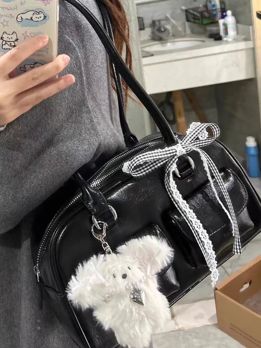 Lunivop   Women's Handbag 2025 New Sle Ribbon oulder Commuter Bag Versatile Faionable Korean Sle PU Leather Bag