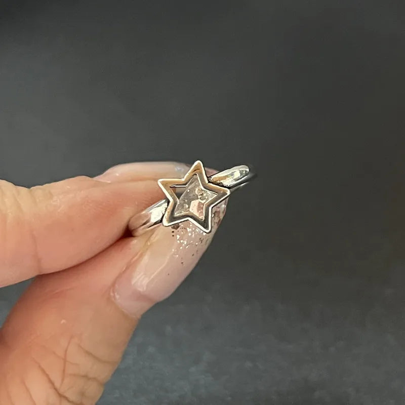 Lunivop Kpop Fashion Goth Vintage Opal Crystal Heart Star Rings Set For Women Aesthetic Y2K EMO 2000s Scenes Jewelry Grunge Accessories