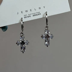 Lunivop Korean Zircon Crystal Cross Earrings Women Drop Earrings for Gothic Punk Hip Hop Female Piercing Dangle Earrings Party Jewelry