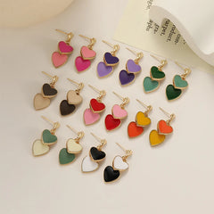 Lunivop Fashion Simple Asymmetric Color Matching Heart Earrings for Women Needle Studs Sweet Elegant Party Gifts