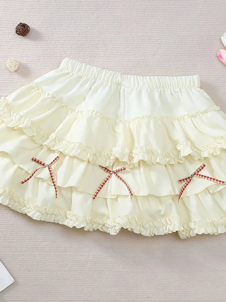 Lunivop  Cute Bow Mini Skirt Women Sweet Fashion High Waist Japan A Line Skirts Casual Chic Summer Female Kawaii Cake Skirt New