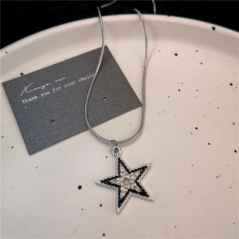 Lunivop Punk Stainless Steel Irregular Hollow Star Pendant Necklace For Women Men Unisex Hip Hop Y2K Trend Vintage Jewelry Accessories