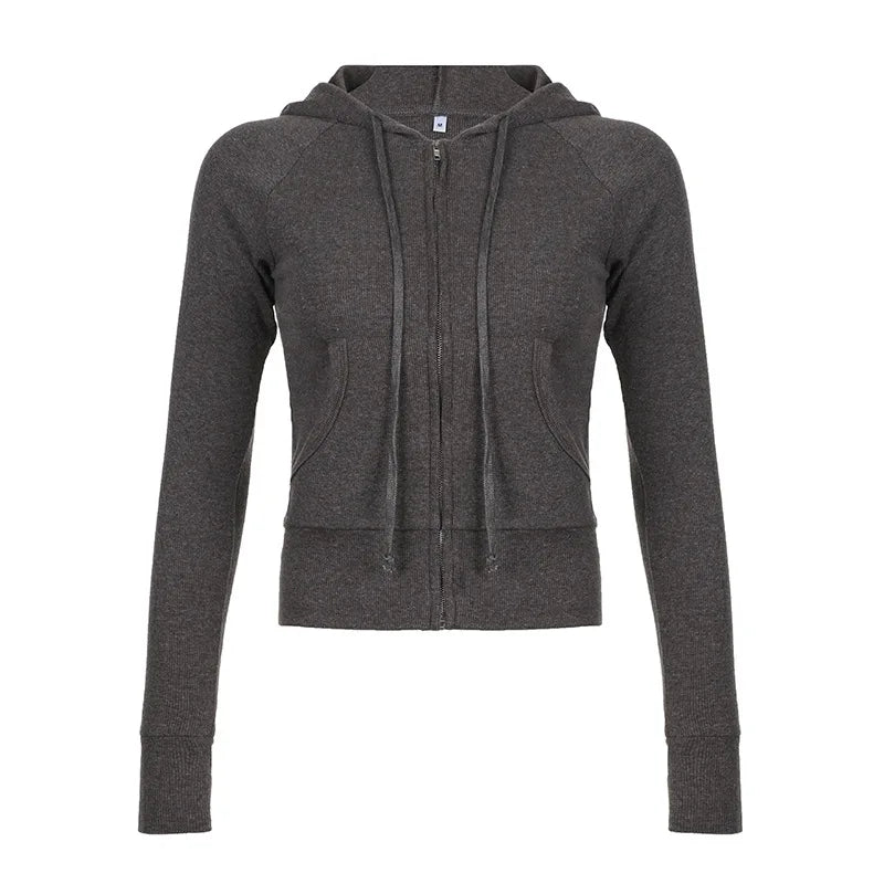 Lunivop  Casual Streetwear Basic Hooded Pockets Sweatshirt Tracksuit Solid Long Sleeve Hoodies Women Autumn Spring Fashion