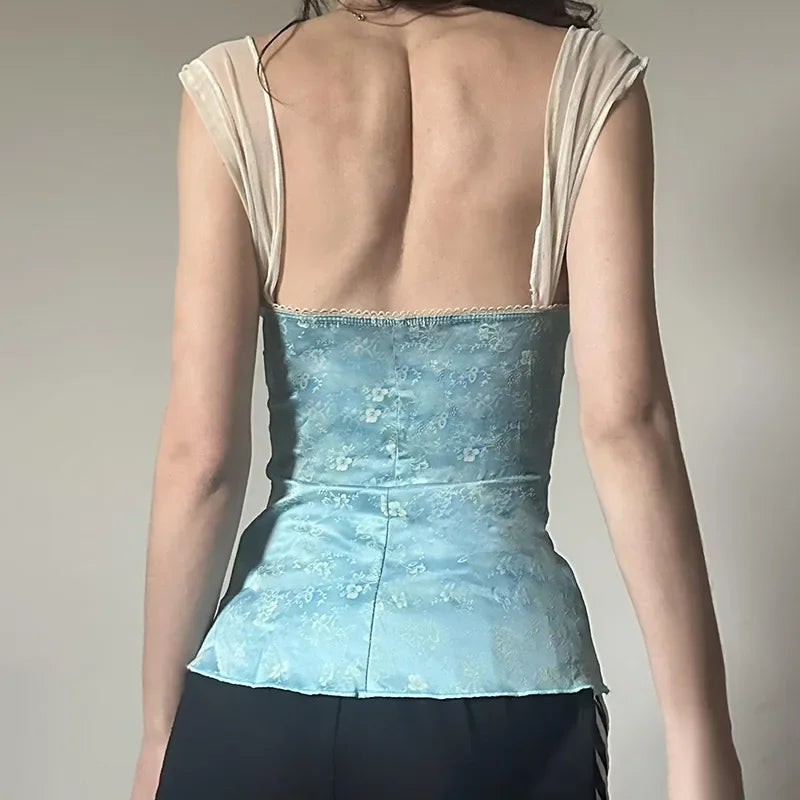 Lunivop Retro Lace Spliced Skinny Exquisite Patchwork Camisole Classical Sweet Chic Fashion Women Blouses Y2k Clothes Coquette Aesthetic