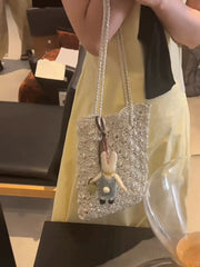 Lunivop  New Silver Elegant Single Shoulder Bag for Women Shell Hook Flower Bags