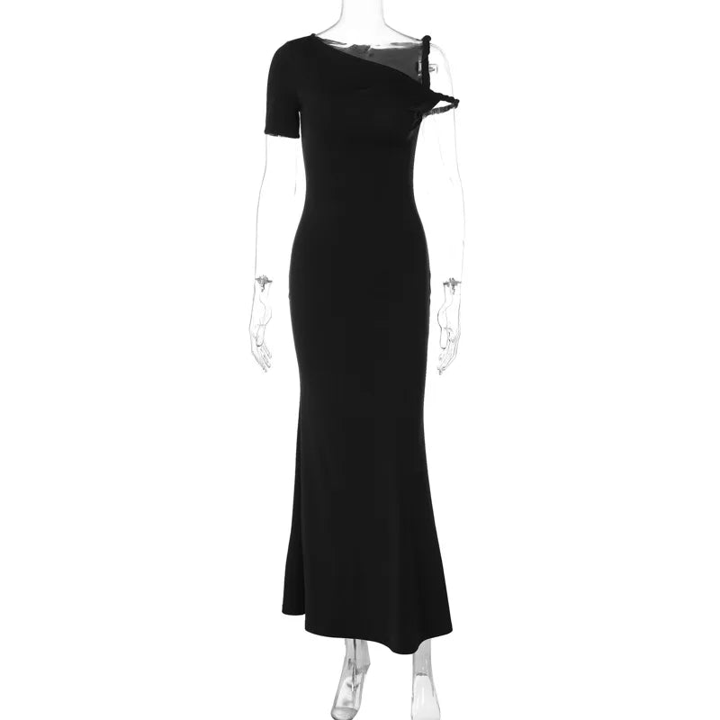 Lunivop Asymmetrical Twist One Shoulder Maxi Long Dress Kylie Jenner Outfits Elegant Sexy Summer Party Dresses For Women
