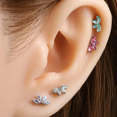 Lunivop  4pcs Professional Piercing Kit,  Zirconia Flat Back Labret Lip Cartilage Studs, Bulk Supply for Jewelry Stores