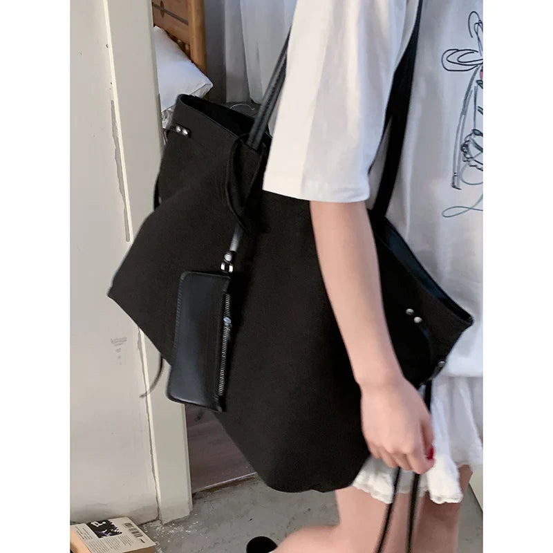 Lunivop  Retro Large Capacity Canvas Tote Bags for Women New Fashion Casual Single Shoulder Hand-held Commuting Bag
