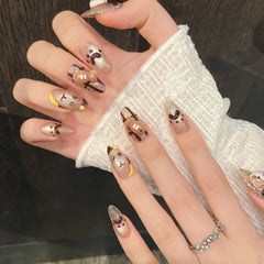 Lunivop  10pcs Handmade Beautiful press on Nails Cat Cartoon Cute False Nails with Sticky Tabs Kawaii Fingernails Fake Paste Nails