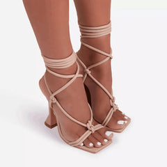 Lunivop  Women's Roman Strap High Heels Sandals Wide Clogs Summer round Toe Photography Shoes Large Size Fashionable Tan Color