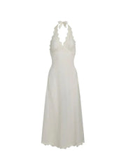Lunivop  White Lace Fashion Long Dress Women's Patchwork V-Neck Lace-Up Backless Slim Elegant Dress Female Spring Bodycon Dress New