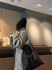 Lunivop  Commuting Denim Cloth Casual Canvas Shoulder Crossbody Bag Causal Backpack black bag