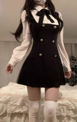 Lunivop  Preppy Style Fake Two Piece Womens Short Dresses Casual Bow Tie Japanese JK Lolita Dress Female Summer Party Dresses