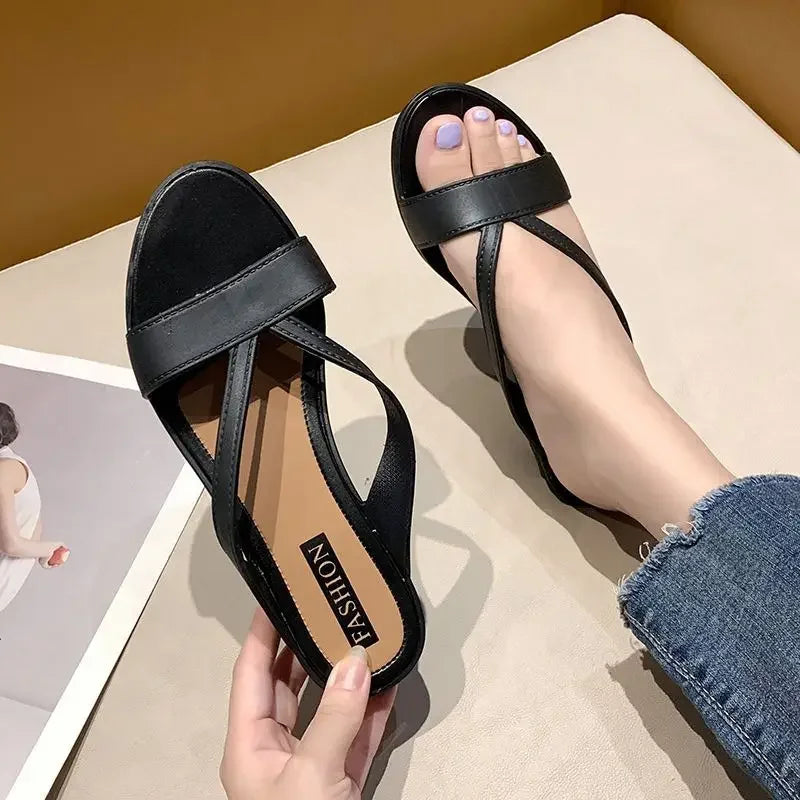 Lunivop  Woman Slippers Height Wedge Heel Open Toe Slides on Beach Green Outside Sandals Shoes for Women Small Size Luxury Designer G F Y