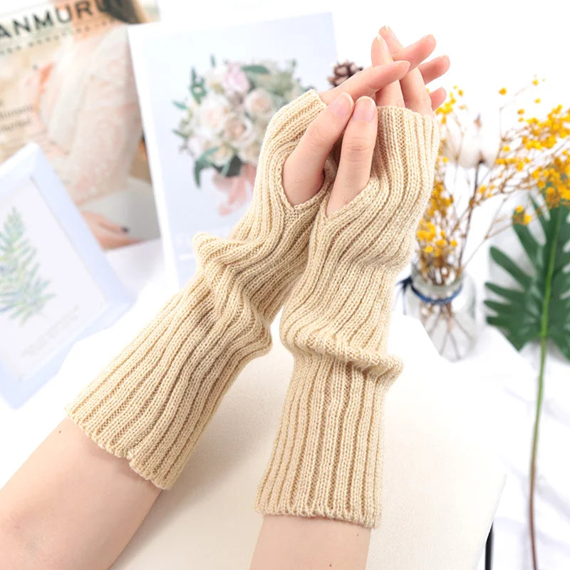 Lunivop Long Fingerless Gloves Women Mitten Winter Arm Warmer Kawaii Knitted Sleeve Soft Girls Anime Clothes Punk Gothic Lolita Gloves