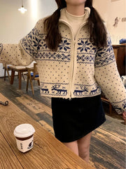 Lunivop Vintage Korean Style Women Sweaters Zipper Knitted Cardigan Casual Retro Jumpers Harajuku Fashion Long Sleeve Knitwear