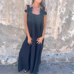 Lunivop  Spring Summer New Loose Maxi Dress For Women's Summer Stylish Sleeveless Flower Solid Casual Lady Beach Holiday Long Dresses