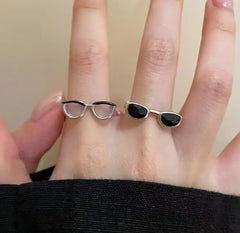 Lunivop Fun Sunglass Open Adjustable Rings for Women Men Cute Cool Unique Glass Rings Party Jewelry Gift