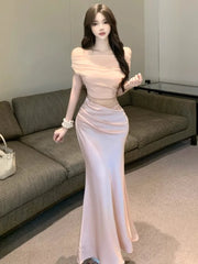 Lunivop  Dresses Women Sexy Slash Neck Patchwork Off Shoulder Vintage Fashion Elegant Mermaid Dress Party Female Fashion Cocktail