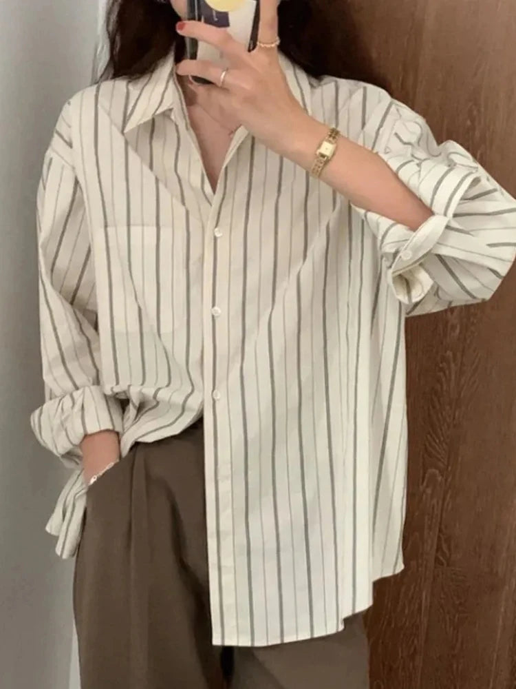 Lunivop Striped Women Shirts Spring Long Sleeve  Women Shirts Loose Button Up Chic Ladies Shirt Fashion Korean Casual Female Tops