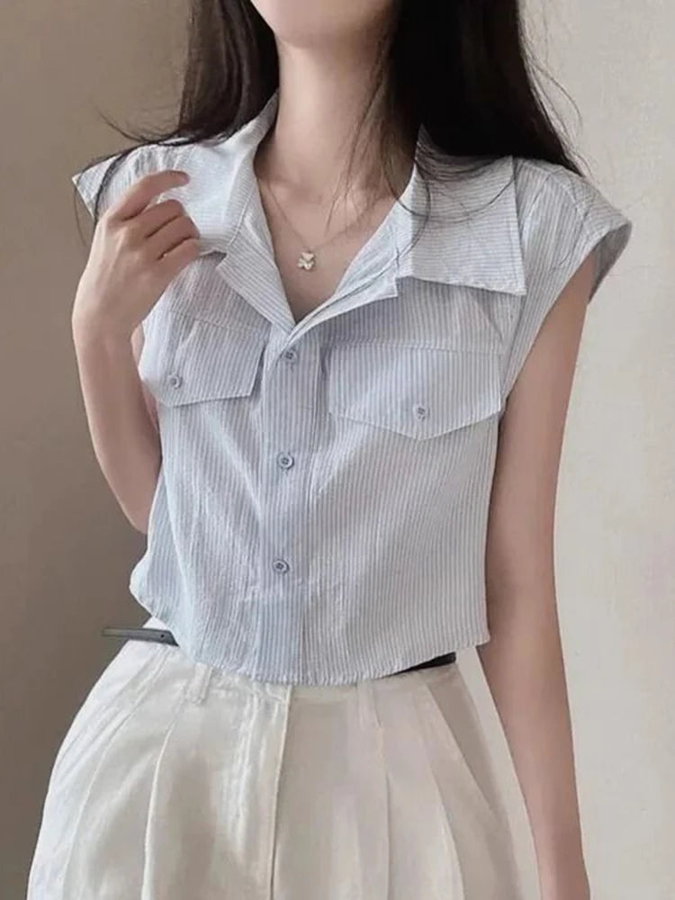 Lunivop  Cropped Flying Sleeve Shirt Women Sexy Slim Korean Elegant Blouse Casual Design Sweet Female Summer Vintage New Short Tops